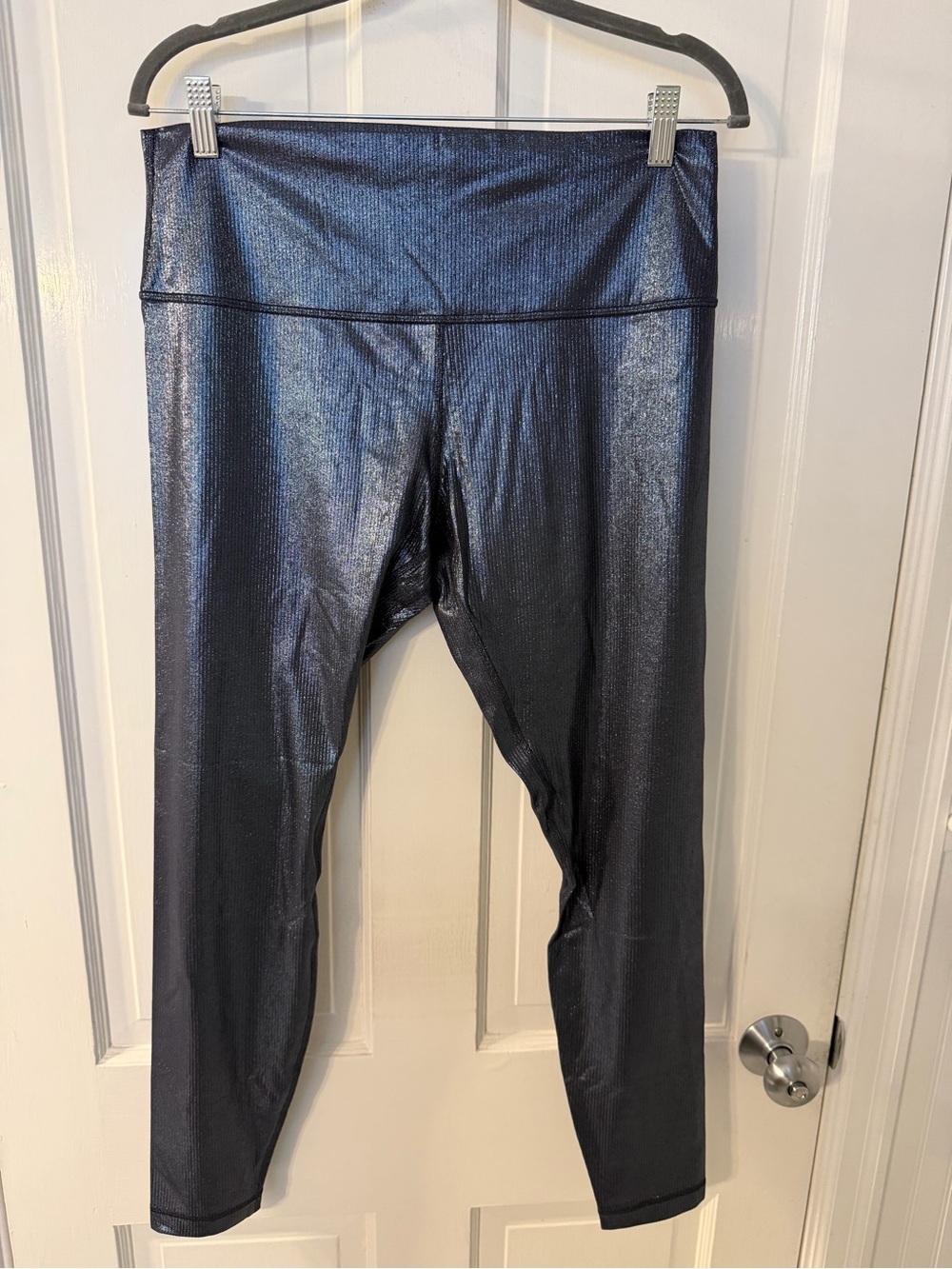 Lululemon Align Crop Leggings Blue Metallic Shine Sz 14